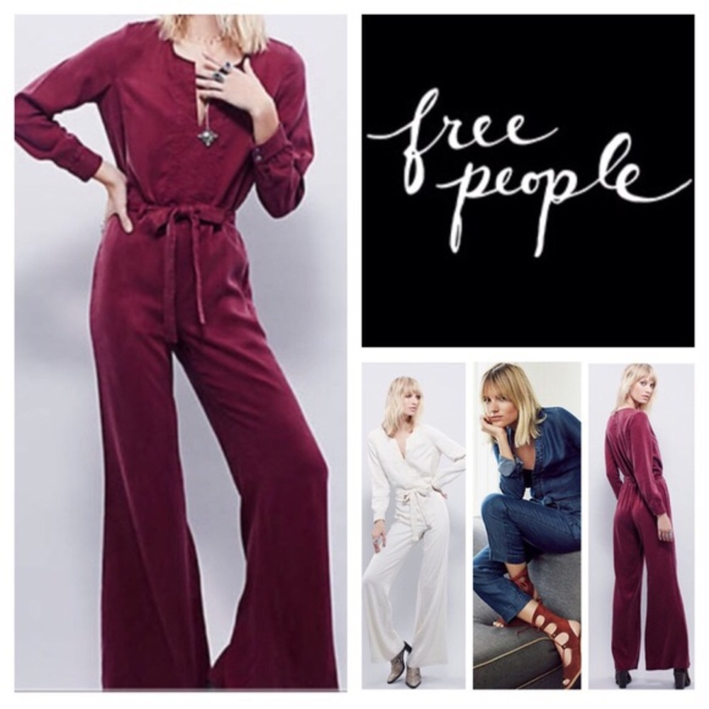 Free People Magnolia Burgundy Jumpsuit Sz S